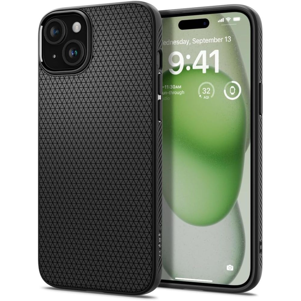 Spigen Liquid Air dėklas iPhone 15 Plus – juodas