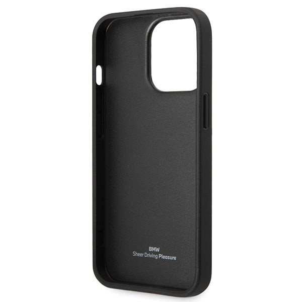 BMW Leather Diamond Pattern dėklas iPhone 14 Pro – juodas