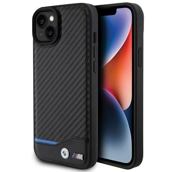BMW odinis anglies pluošto dėklas iPhone 15 Plus – juodas