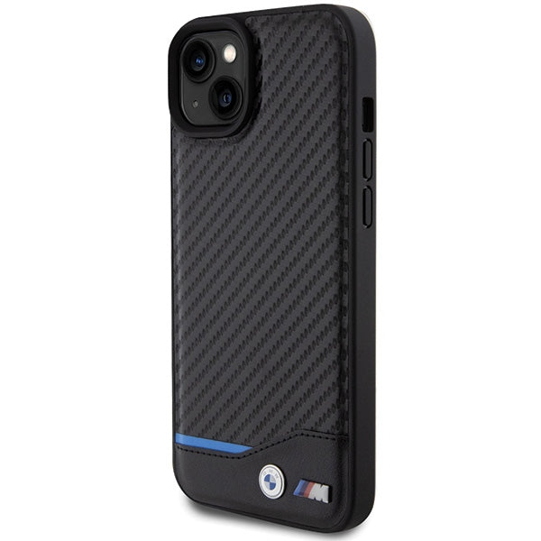 BMW odinis anglies pluošto dėklas iPhone 15 Plus – juodas