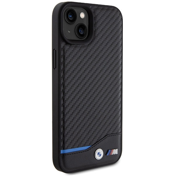 BMW odinis anglies pluošto dėklas iPhone 15 Plus – juodas