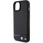 BMW odinis anglies pluošto dėklas iPhone 15 Plus – juodas