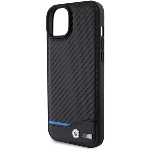 BMW odinis anglies pluošto dėklas iPhone 15 Plus – juodas