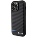 BMW Leather Carbon dėklas iPhone 15 Pro Max – juodas