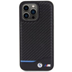 BMW Leather Carbon dėklas iPhone 15 Pro Max – juodas