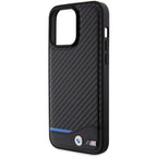BMW Leather Carbon dėklas iPhone 15 Pro Max – juodas