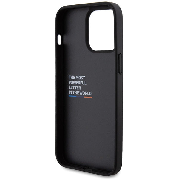 BMW Leather Carbon dėklas iPhone 15 Pro Max – juodas