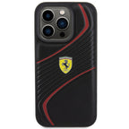 Ferrari Twist Metal Logo dėklas iPhone 15 Pro – juodas