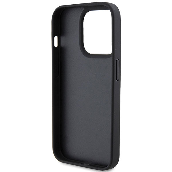 Ferrari Twist Metal Logo dėklas iPhone 15 Pro – juodas