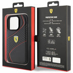 Ferrari Twist Metal Logo dėklas iPhone 15 Pro – juodas