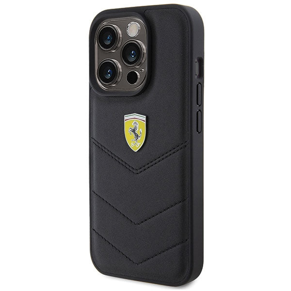 Ferrari siuvinėtas dėklas iPhone 15 Pro – juodas