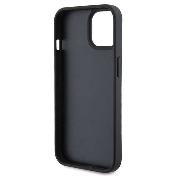 Ferrari Quilted Metal Logo dėklas iPhone 15 – juodas