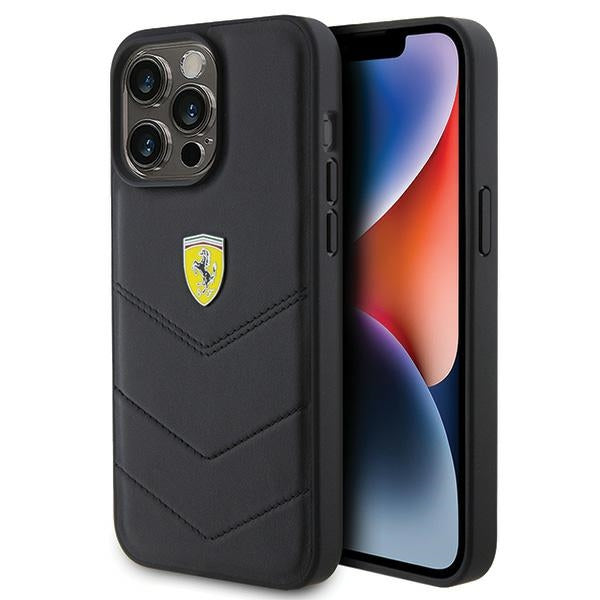 Ferrari dygsniuotas dėklas iPhone 15 Pro Max – juodas -- iPhone 15 Pro Max
