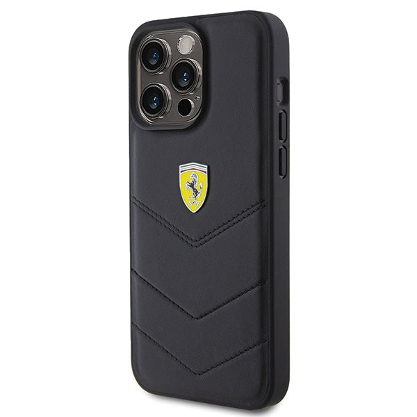 Ferrari dygsniuotas dėklas iPhone 15 Pro Max – juodas -- iPhone 15 Pro Max
