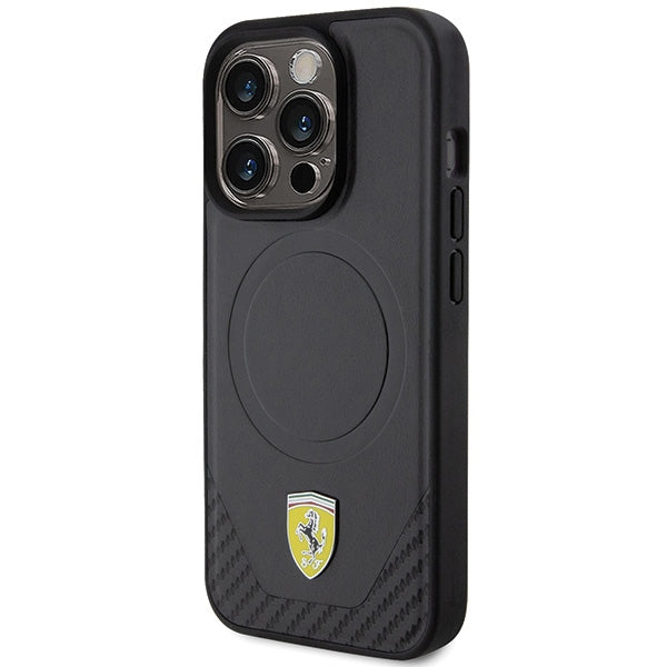 Ferrari MagSafe dėklas iPhone 15 Pro – juodas