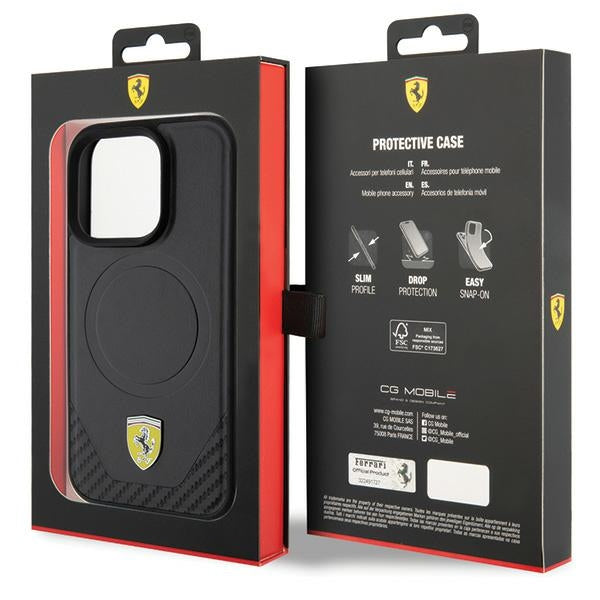 Ferrari MagSafe dėklas iPhone 15 Pro – juodas