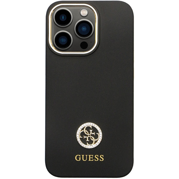 Guess dėklas iPhone 13 / 13 Pro – juodas 4G Strass