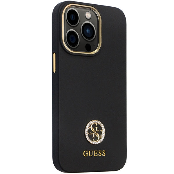 Guess dėklas iPhone 13 / 13 Pro – juodas 4G Strass