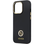 Guess dėklas iPhone 13 / 13 Pro – juodas 4G Strass