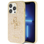 Guess dėklas iPhone 14 Pro – auksinis su blizgučiais