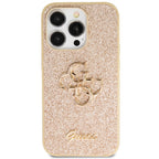 Guess dėklas iPhone 14 Pro – auksinis su blizgučiais