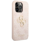 Guess 4G Big Metal Logo dėklas iPhone 15 Pro - rožinis -- iPhone 15 Pro
