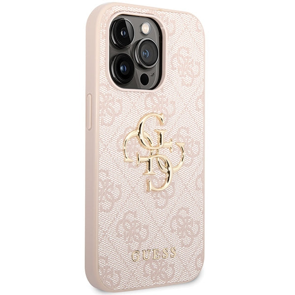 Guess 4G Big Metal Logo dėklas iPhone 15 Pro - rožinis -- iPhone 15 Pro