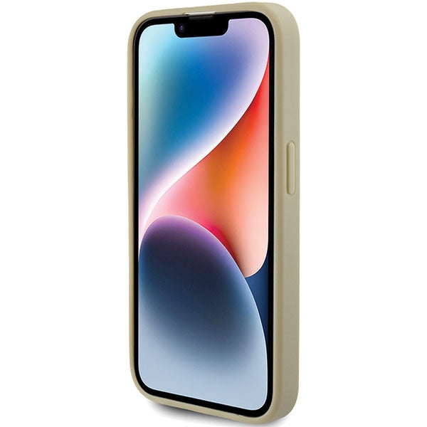 Guess dėklas iPhone 15 Pro – auksinis, Glitter 4G