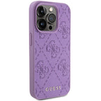 Guess Leather 4G Stamped dėklas iPhone 15 Pro – violetinis