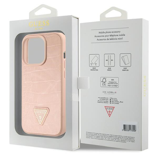 Guess Croco dėklas iPhone 15 Pro – rožinis -- iPhone 15 Pro