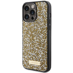 Guess dėklas iPhone 15 Pro – geltonas, su kristalais -- iPhone 15 Pro