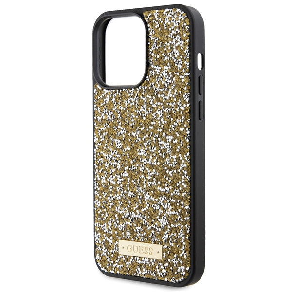 Guess dėklas iPhone 15 Pro – geltonas, su kristalais -- iPhone 15 Pro