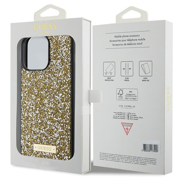 Guess dėklas iPhone 15 Pro – geltonas, su kristalais -- iPhone 15 Pro