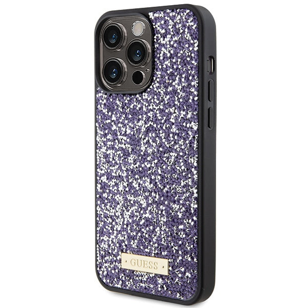 Guess dėklas iPhone 15 Pro – rožinis su kristalais