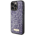 Guess dėklas iPhone 15 Pro – rožinis su kristalais
