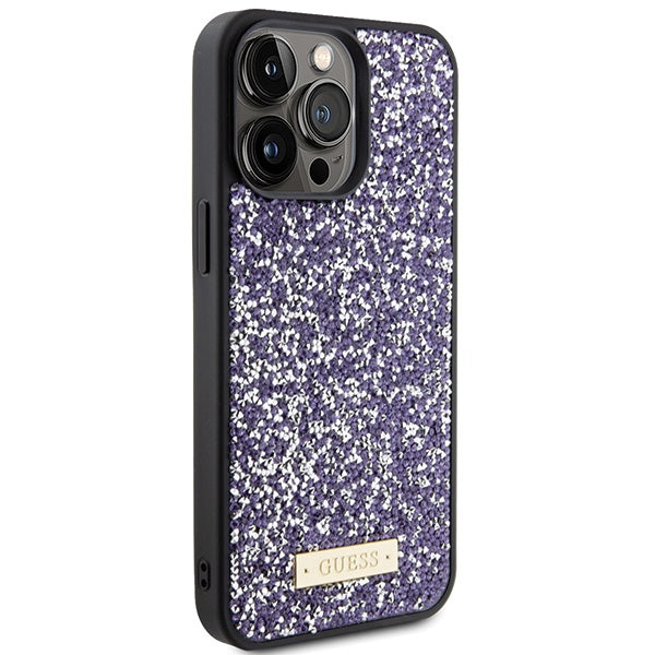 Guess dėklas iPhone 15 Pro – rožinis su kristalais