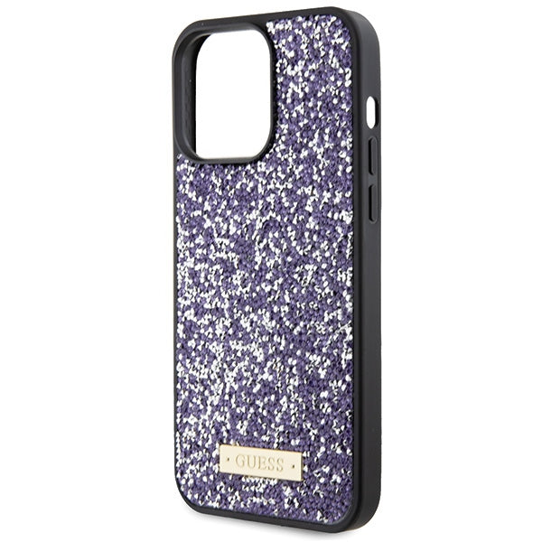 Guess dėklas iPhone 15 Pro – rožinis su kristalais