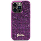 Guess Disco Metal Script dėklas iPhone 15 Pro – rožinis