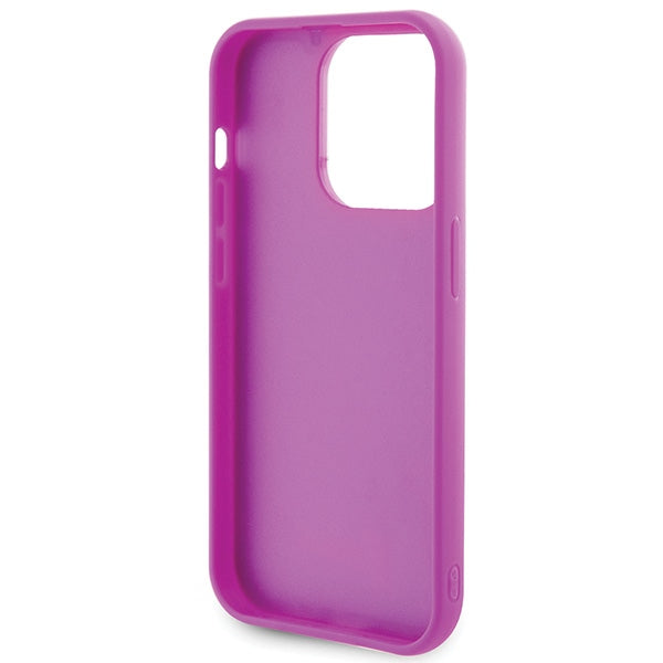 Guess Disco Metal Script dėklas iPhone 15 Pro – rožinis