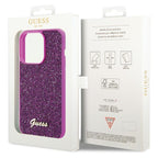 Guess Disco Metal Script dėklas iPhone 15 Pro – rožinis
