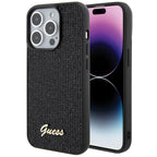 Guess dėklas iPhone 15 Pro – juodas, kristalinis