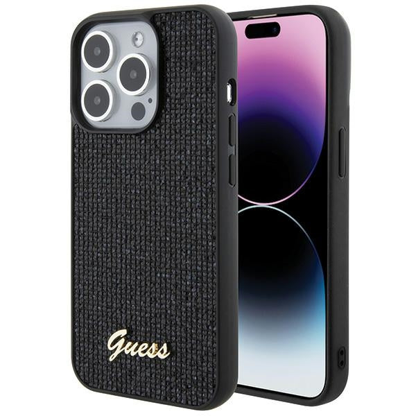 Guess dėklas iPhone 15 Pro – juodas, kristalinis