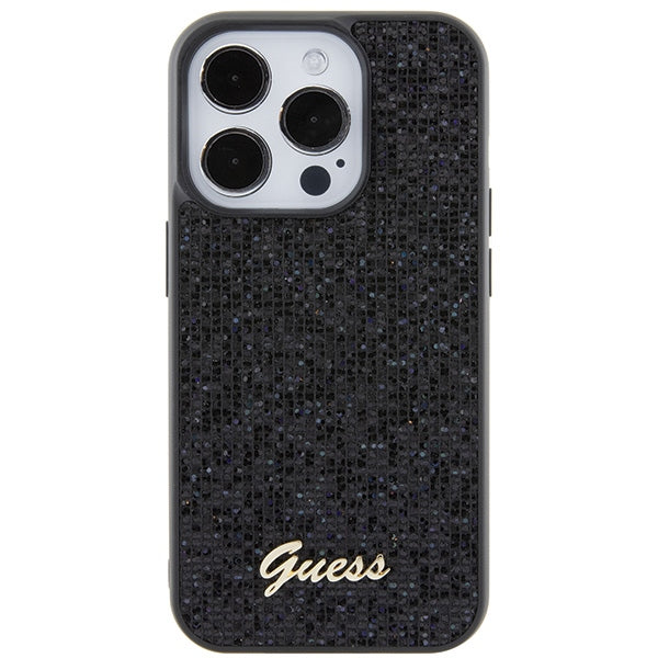 Guess dėklas iPhone 15 Pro – juodas, kristalinis