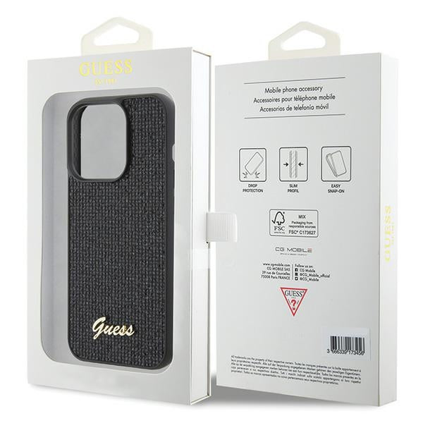 Guess dėklas iPhone 15 Pro – juodas, kristalinis