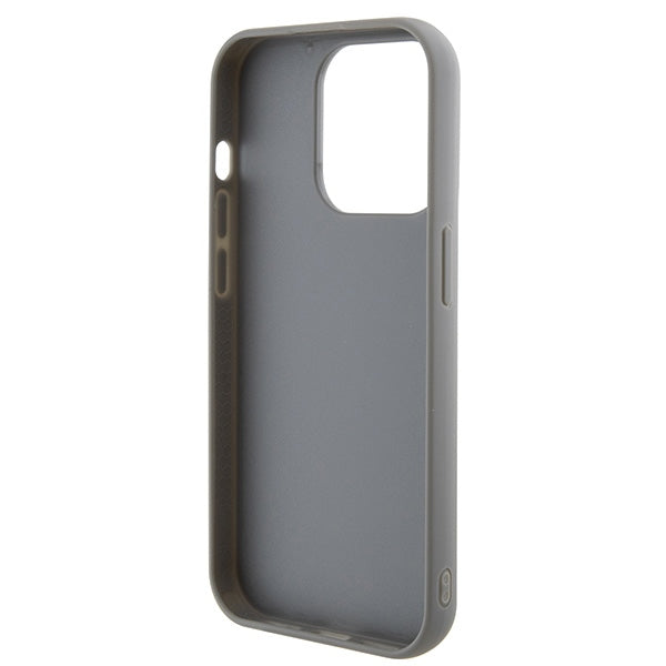Guess Sequin Script Metal dėklas iPhone 15 Pro – sidabrinis
