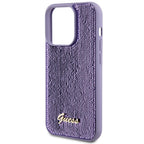 Guess Sequin Script Metal dėklas iPhone 15 Pro – violetinis