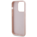 Guess Quilted Metal Logo dėklas iPhone 15 Pro – rožinis