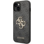 Guess 4G Big Metal Logo iPhone 15 dėklas - Pilkas -- iPhone 15