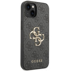Guess 4G Big Metal Logo iPhone 15 dėklas - Pilkas -- iPhone 15