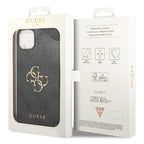 Guess 4G Big Metal Logo iPhone 15 dėklas - Pilkas -- iPhone 15